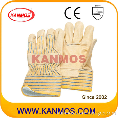 Cowhide Grain Leather Jersey Lining Industrial Safety Warm Winter Work Gloves (12302)